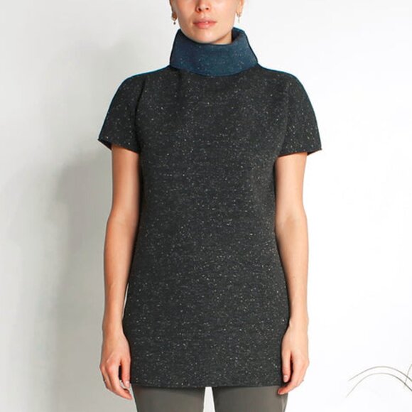 Marie Saint Pierre Reno Grey Speckled Neoprene Top - Picture 1 of 9